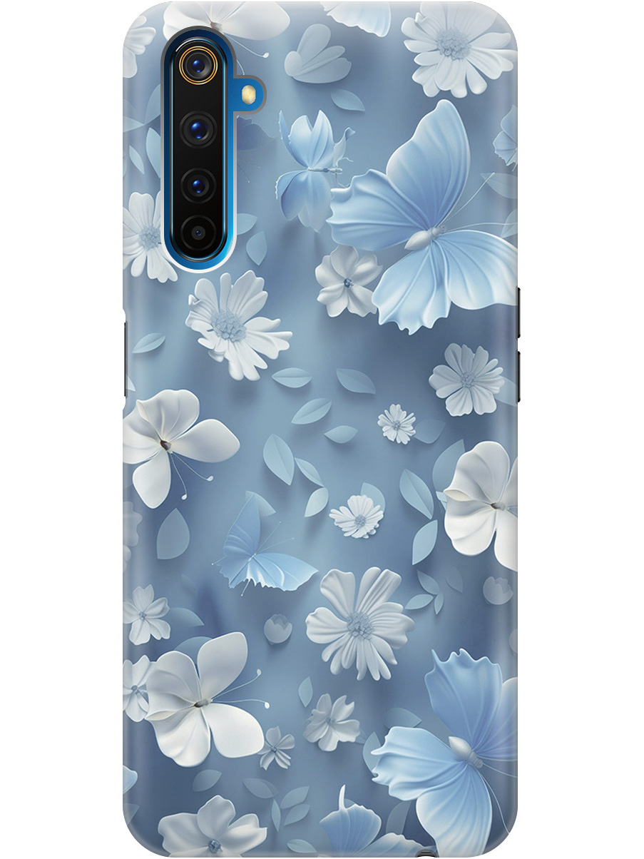 

Силиконовый чехол на Realme 6 Pro с принтом "Голубые бабочки", Прозрачный;белый;голубой, 726149510