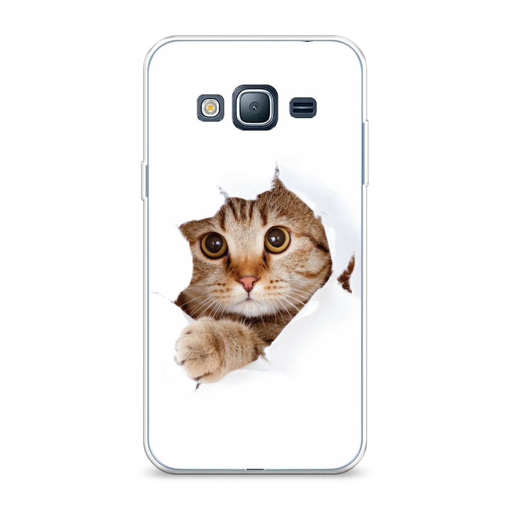 

Чехол на Samsung Galaxy J3 2016 "Кот и бумага", Белый;коричневый, 22450-1