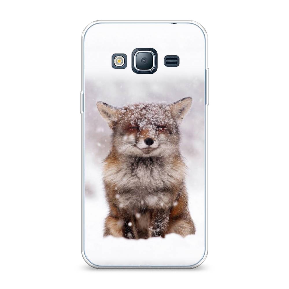 

Чехол на Samsung Galaxy J3 2016 "Зимняя лиса", Белый;серый;коричневый, 22450-1