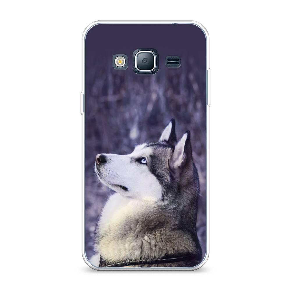 

Чехол на Samsung Galaxy J3 2016 "Хаски 1", Фиолетовый;белый, 22450-1