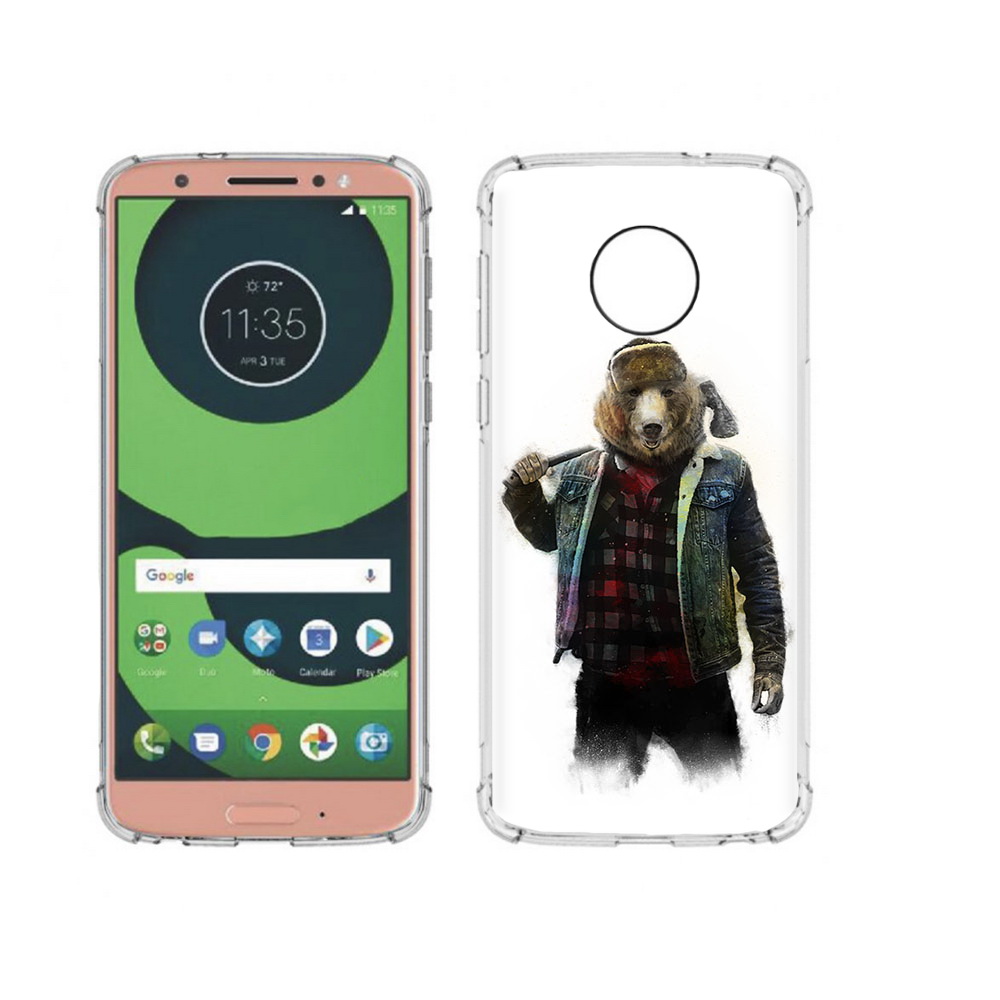 

Чехол MyPads Tocco для Motorola Moto G6 медведь с топором (PT99805.376.469), Прозрачный, Tocco