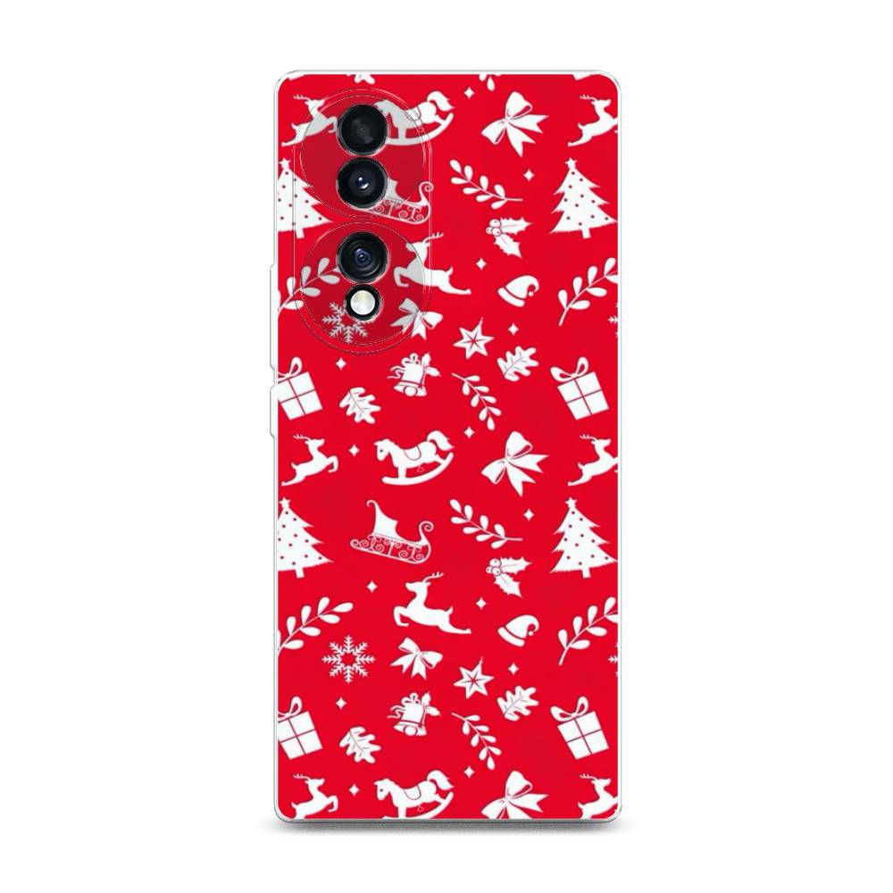 

Чехол для Honor 70 "Красный новогодний фон", Красный;белый, 6108250-5