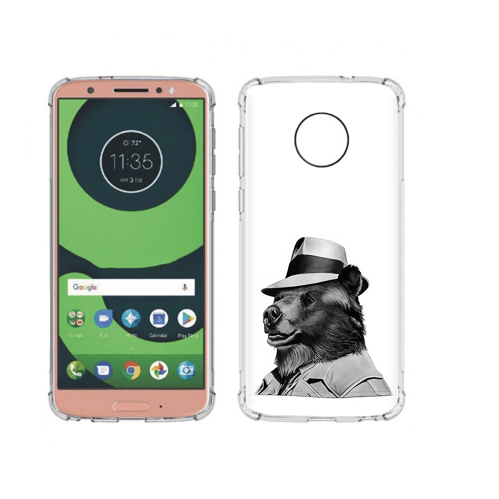 

Чехол MyPads Tocco для Motorola Moto G6 медведь в шляпе (PT99805.376.465), Прозрачный, Tocco