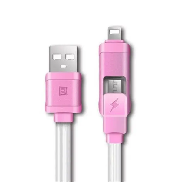 Кабели lightning Data кабель USB Remax International RC-27t micro usb+lighting белый/розовый, 100см