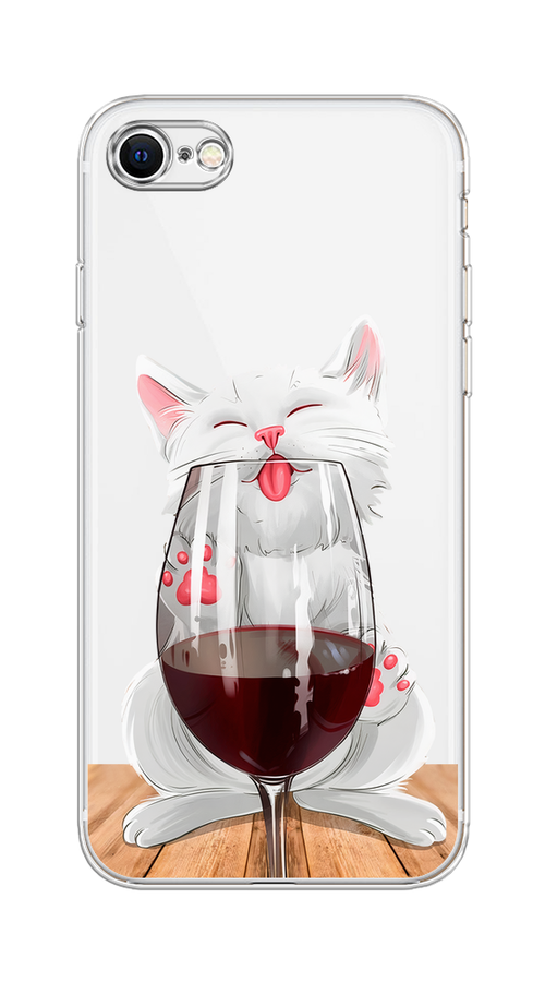

Чехол на Apple iPhone 7/8/SE 2020/SE 2022 "Кот с бокалом", Прозрачный;белый;красный, 14850-1