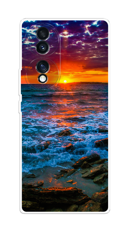 

Чехол на Honor 70 "Закат 1", Оранжевый;синий, 6108250-2
