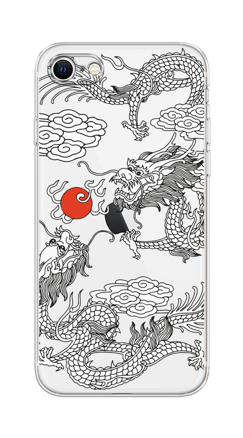

Чехол на Apple iPhone 7/8/SE 2020/SE 2022 "Драконы с ножом", Прозрачный;черный;белый, 14850-1