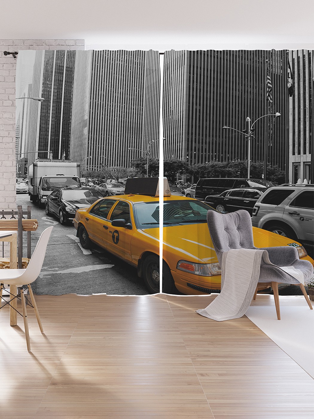 фото Шторы под лён joyarty "городское такси", серия oxford delux, 340х265 см