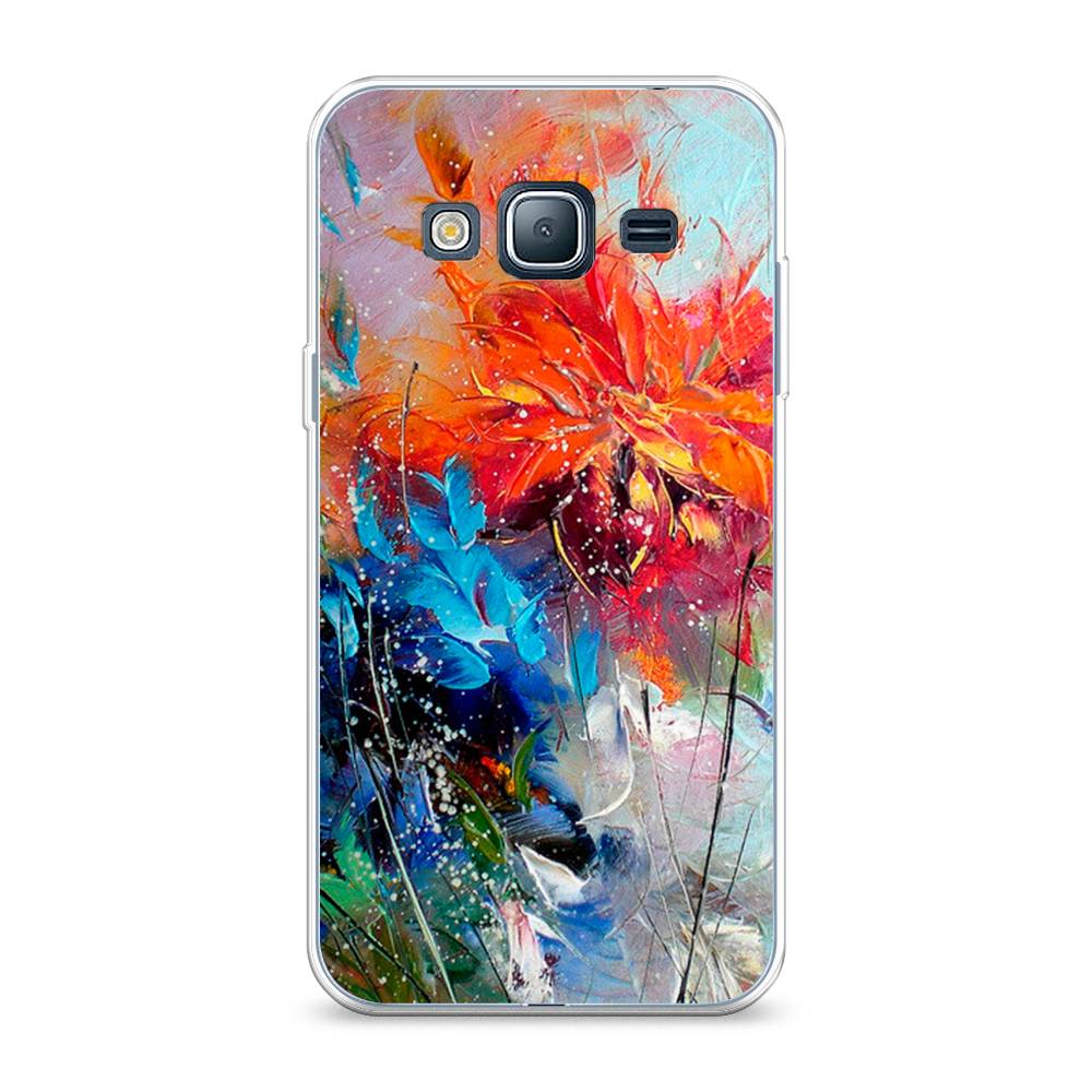 

Чехол на Samsung Galaxy J3 2016 "Абстрактные цветы", Оранжевый;синий, 22450-4