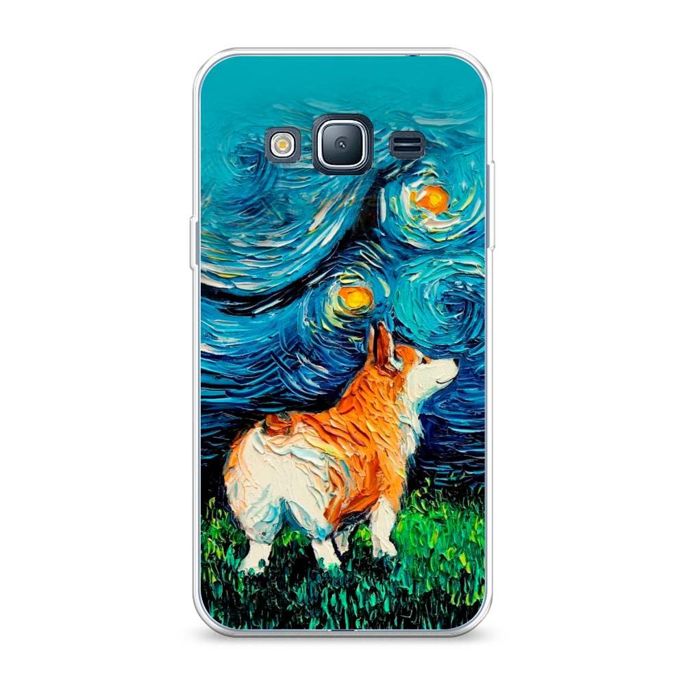 

Чехол на Samsung Galaxy J3 2016 "Корги звёздная ночь", Коричневый;белый;зеленый, 22450-1