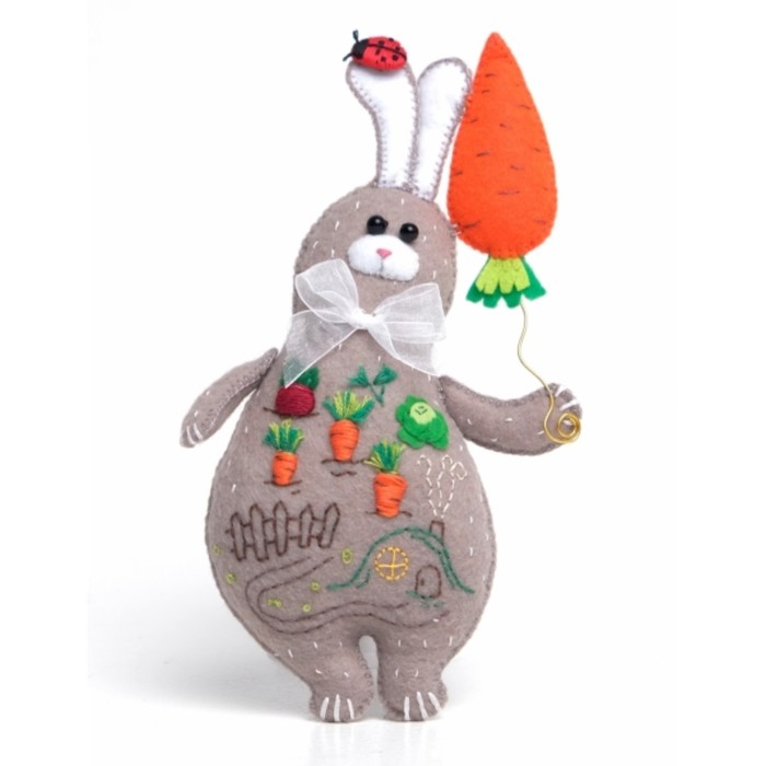 фото Набор для создания игрушки из фетра + раскраска «морковный заяц» кукла перловка