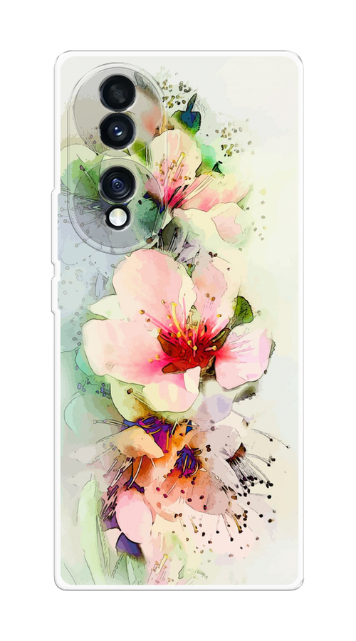 

Чехол на Honor 70 "Нежные цветы", Зеленый;розовый, 6108250-2
