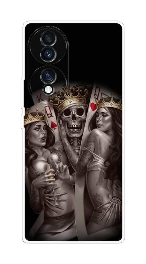 

Чехол на Honor 70 "Карты король и королевы", Серый;желтый, 6108250-6