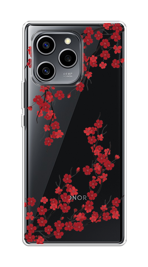 

Чехол на Honor 60 SE "Красная сакура", Красный;черный, 6108050-2