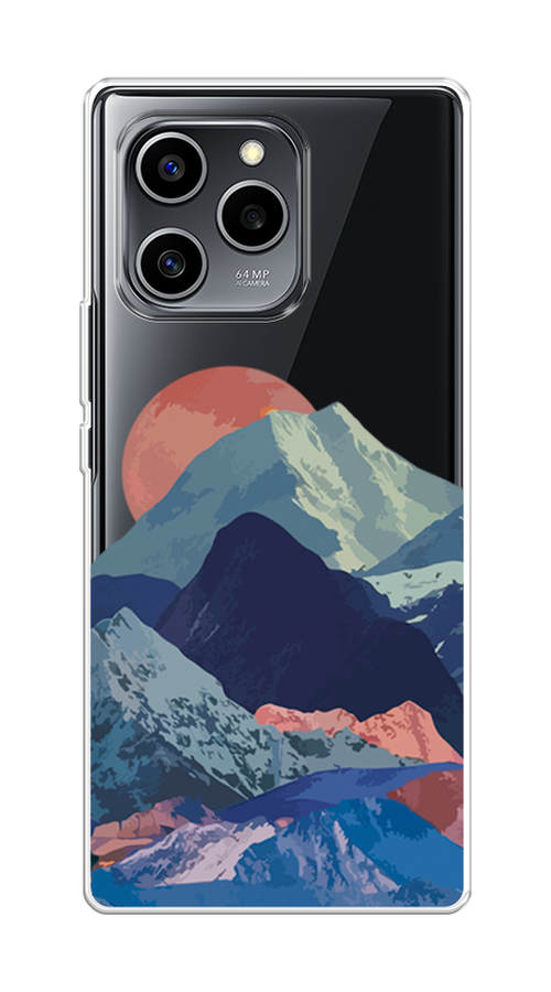 

Чехол на Honor 60 SE "Закат в снежных горах", Бордовый;серый;голубой, 6108050-2