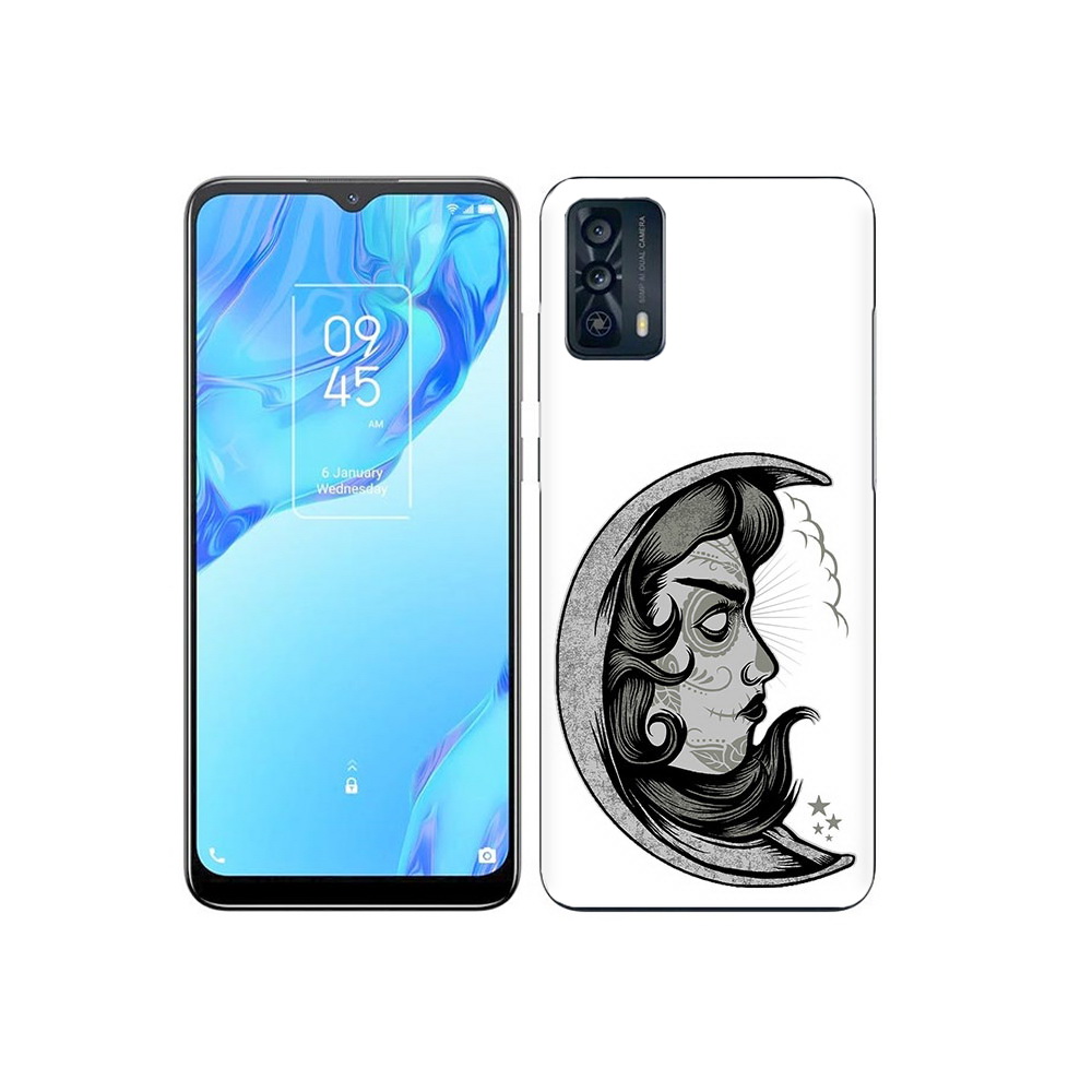 

Чехол MyPads Tocco для TCL 20B черно белая луна с лицом, Прозрачный, Tocco
