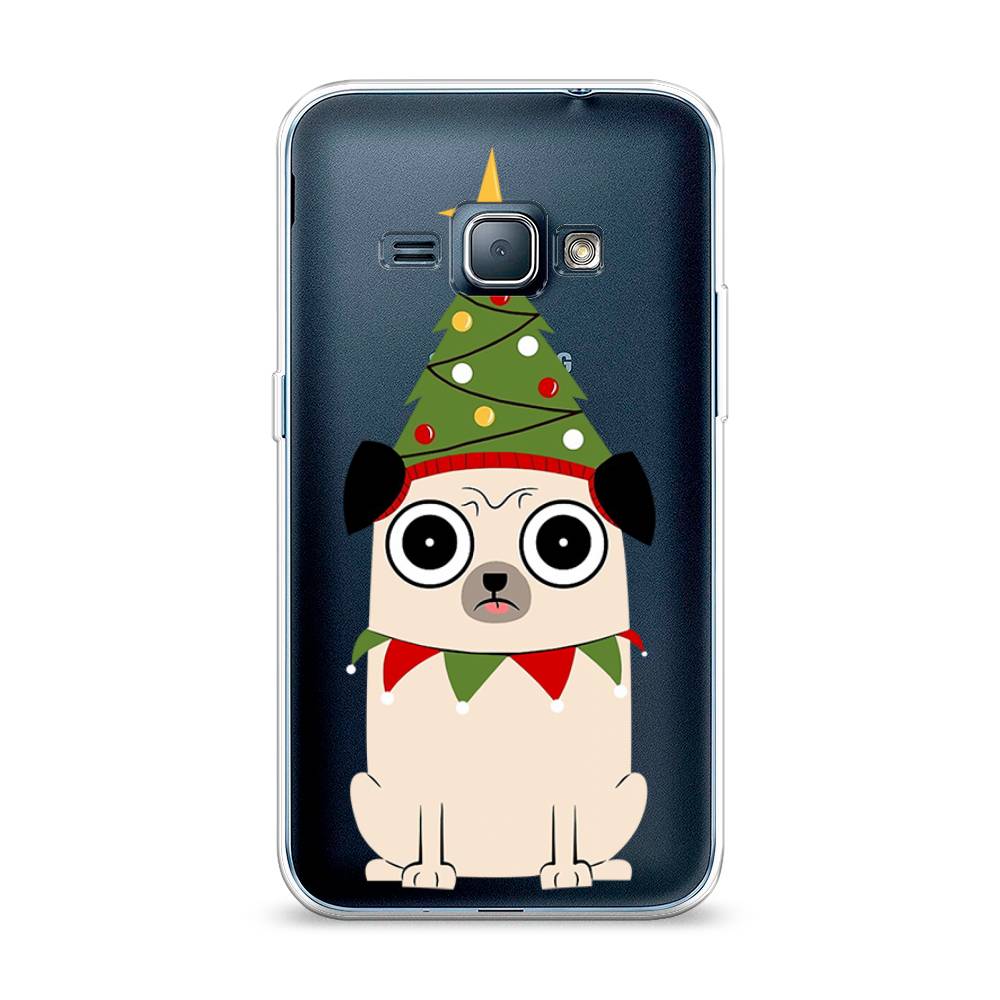 

Чехол на Samsung Galaxy J1 2016 "Собачка с ёлочкой", Бежевый;красный;зеленый, 22150-1