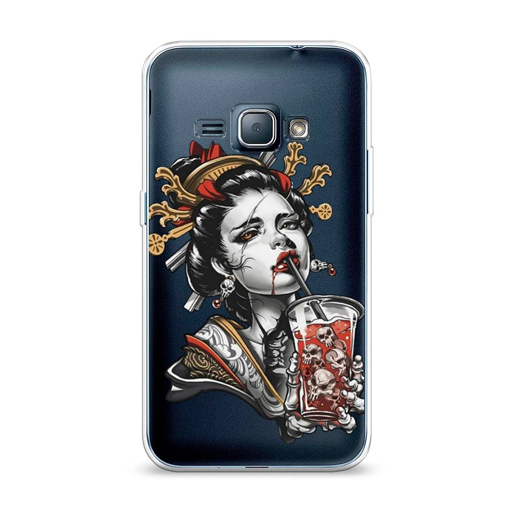 

Чехол на Samsung Galaxy J1 2016 "Опасная гейша", Красный;черный;серый, 22150-4