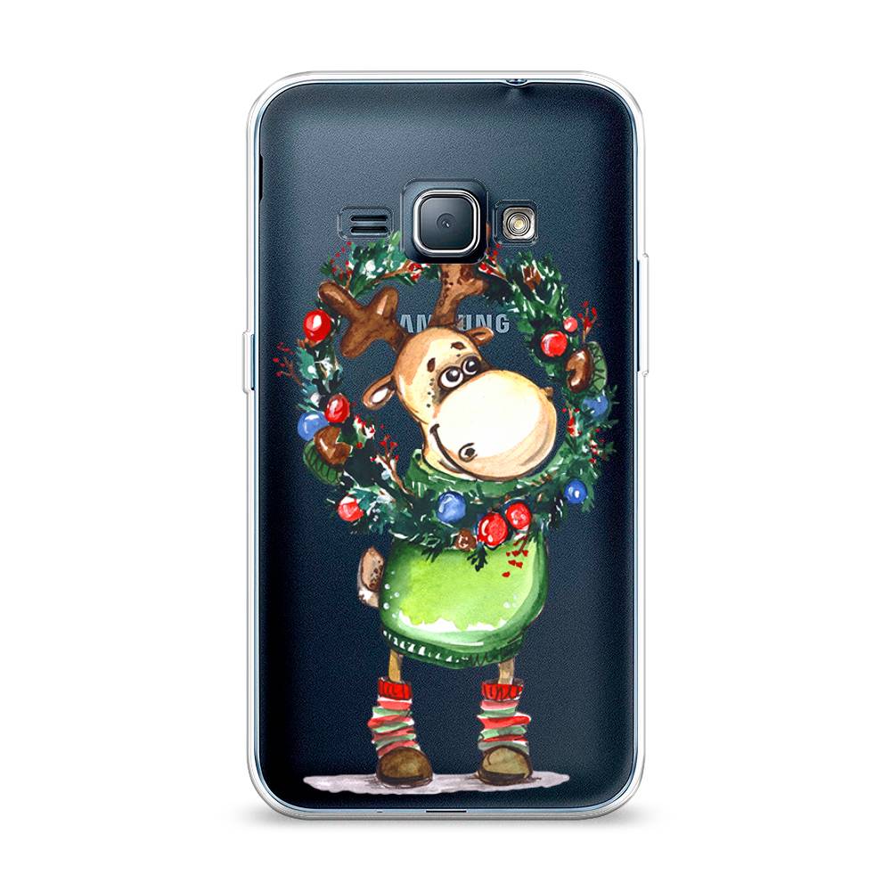 

Чехол на Samsung Galaxy J1 2016 "Олень с новогодним венком", 22150-4