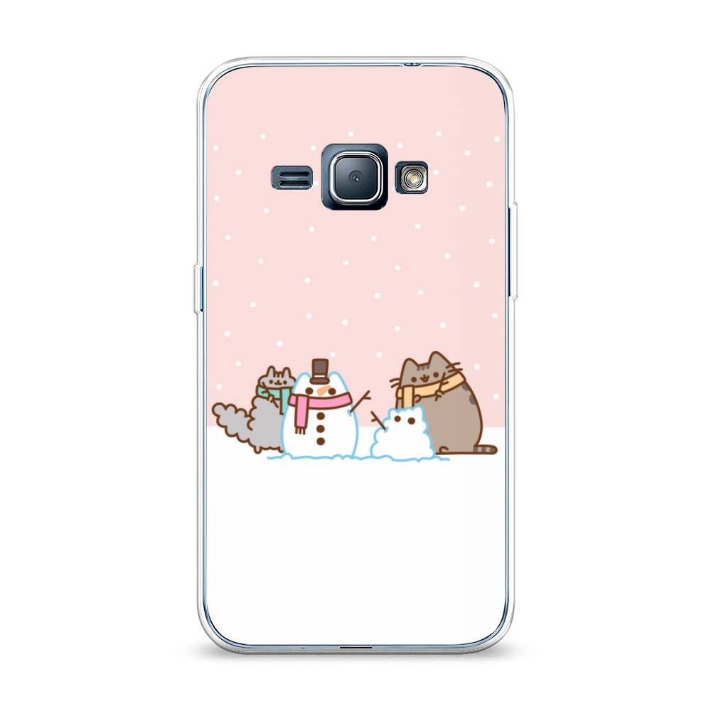 

Чехол на Samsung Galaxy J1 2016 "Котики в снегу", Розовый;белый;серый, 22150-5