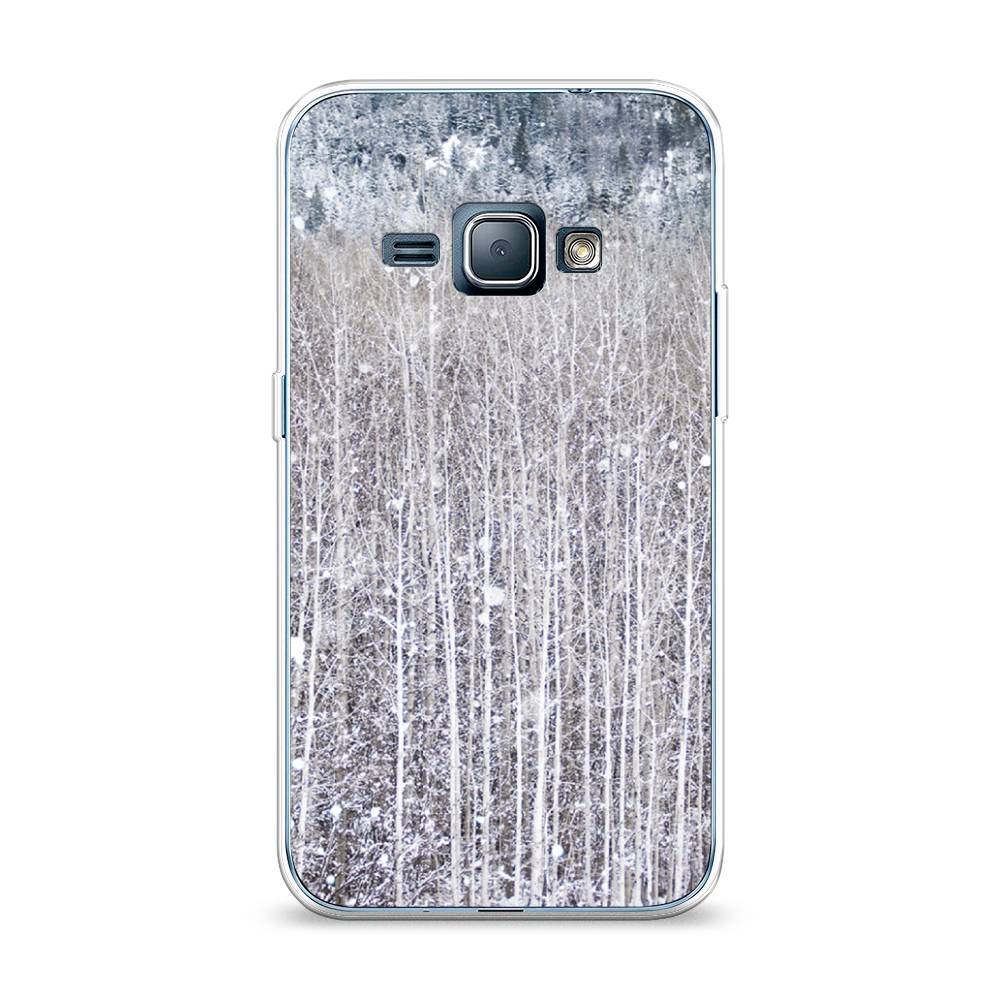 

Чехол на Samsung Galaxy J1 2016 "Снежный лес", Бежевый;серый;белый, 22150-5