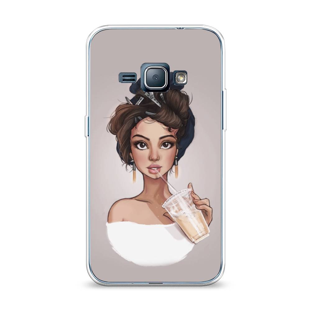 

Чехол на Samsung Galaxy J1 2016 "Девушка с фраппе", Серый, 22150-6