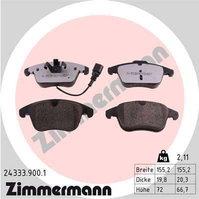 

Колодки перед. VW TIGUAN 2016- () 1шт ZIMMERMANN 24333.900.1, 24333.900.1