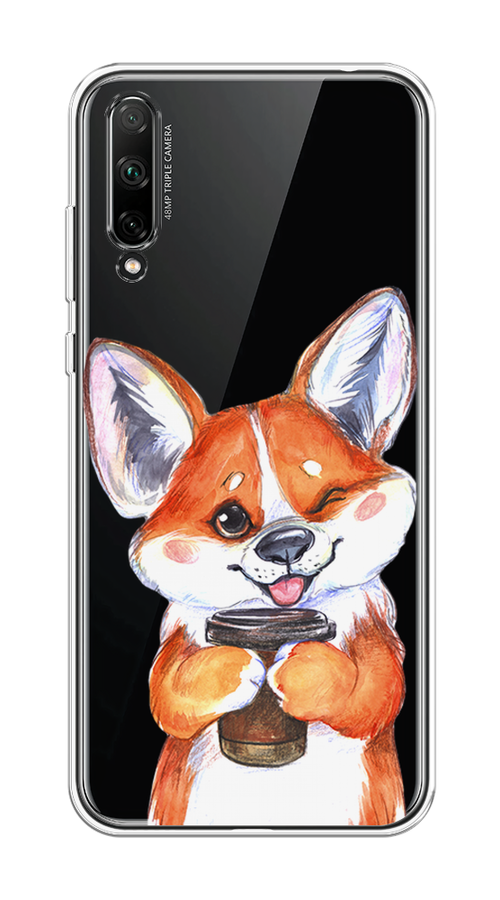 

Чехол на Honor 30i "Корги с кофе", Оранжевый;белый, 6104050-4