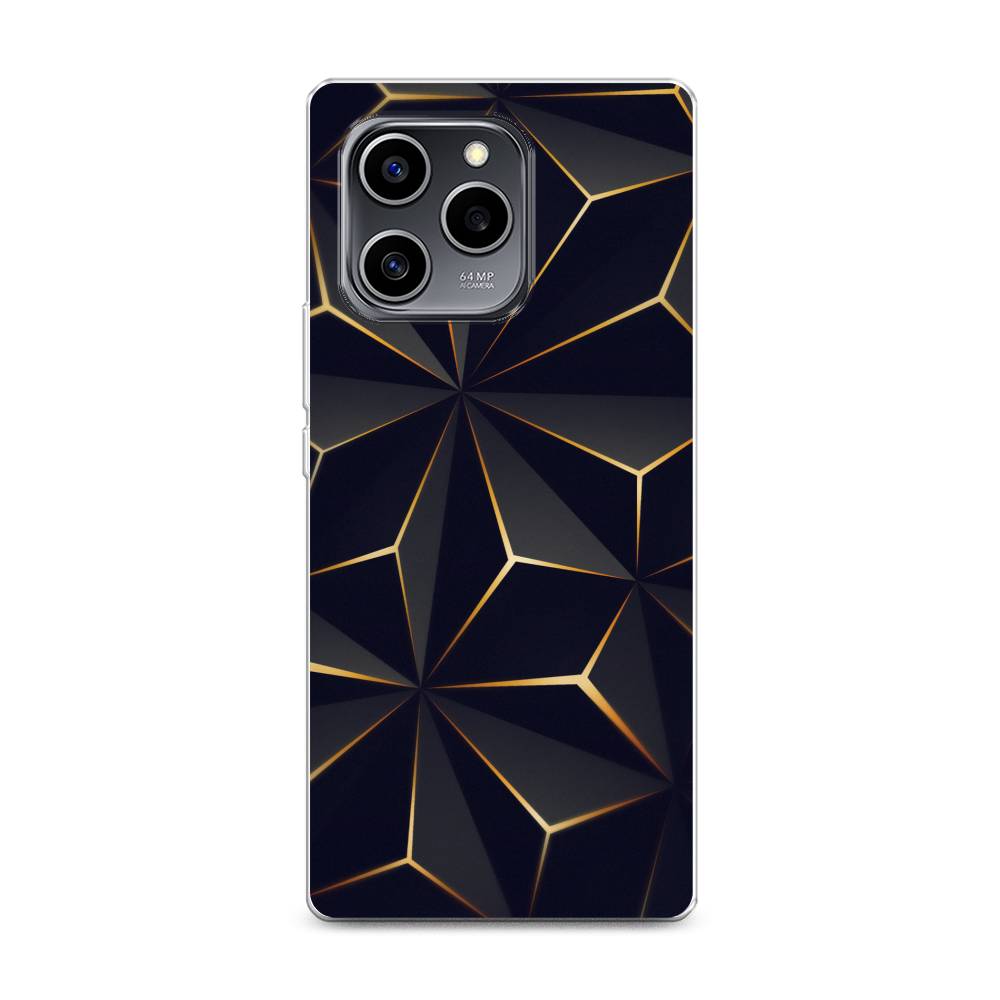 

Чехол на Honor 60 SE "Черные полигоны", Золотистый;черный, 6108050-3