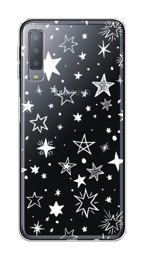 

Чехол Awog на Samsung Galaxy A7 2018 "Звездочки графика белая", Прозрачный;белый, 26750-7