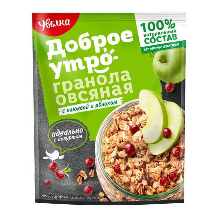 

Гранола Увелка овсяная с яблоком и клюквой 40 г