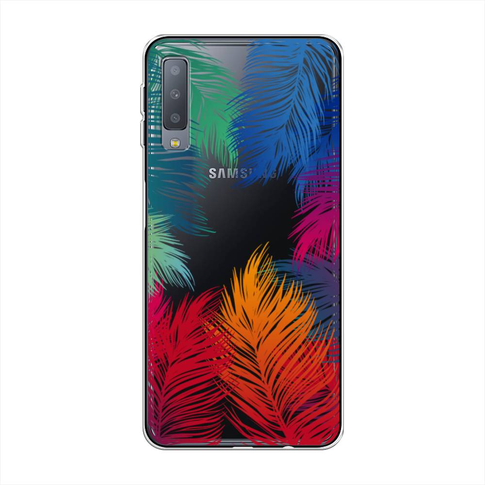 

Чехол Awog на Samsung Galaxy A7 2018 "Рамка из перьев", Красный, 26750-4
