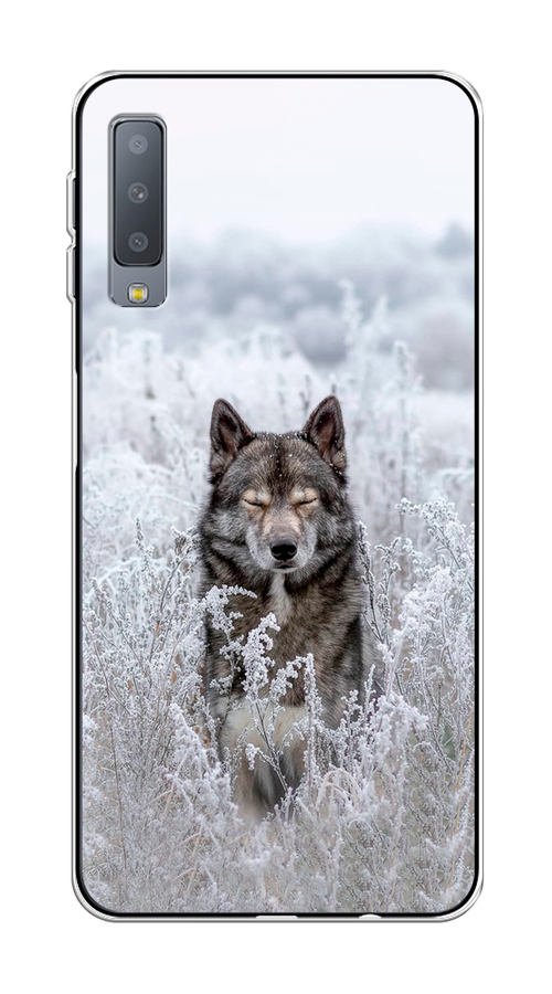 

Чехол Awog на Samsung Galaxy A7 2018 "Волк в поле", Белый;черный, 26750-1