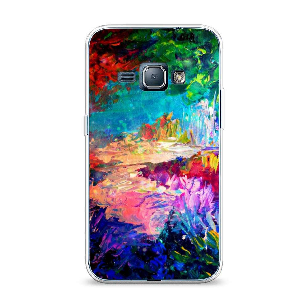 

Чехол на Samsung Galaxy J1 2016 "Лес-гуашь", Синий;розовый;зеленый, 22150-4