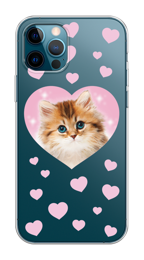 

Чехол на Apple iPhone 12/12 Pro "Котенок в сердце", Розовый;оранжевый;белый;прозрачный, 12850-1