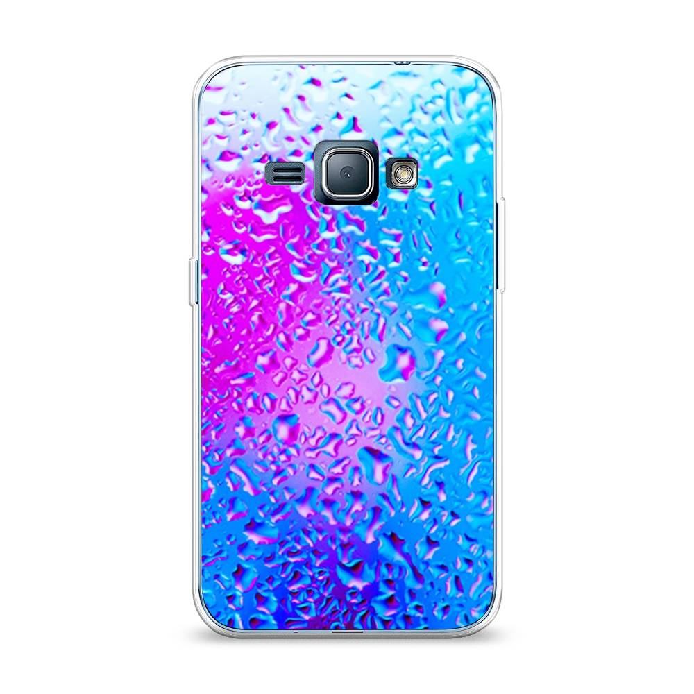 

Чехол на Samsung Galaxy J1 2016 "Капли на стекле", Голубой;розовый, 22150-3