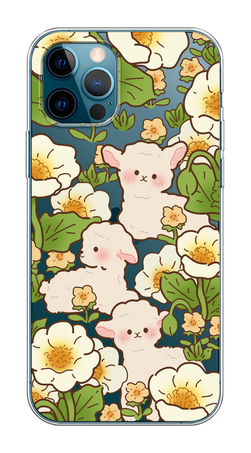 

Чехол на Apple iPhone 12/12 Pro "Овечки в цветах", Зеленый;бежевый, 12850-1