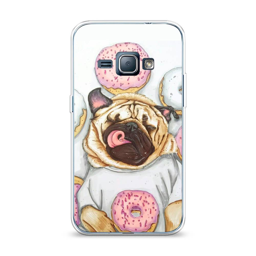 

Чехол на Samsung Galaxy J1 2016 "Счастливый мопс", Розовый;бежевый;коричневый, 22150-1