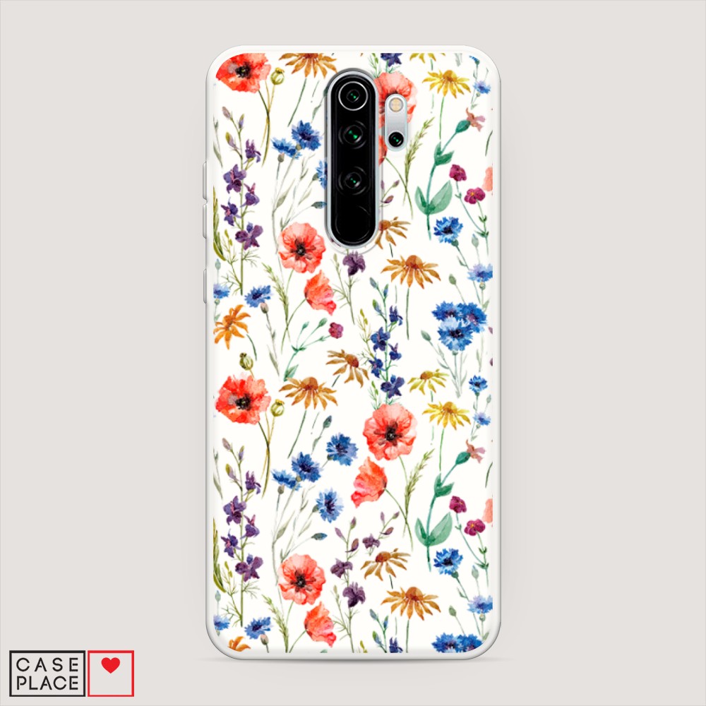 

Матовый силиконовый чехол "Маки и васильки фон" на Xiaomi Redmi Note 8 Pro