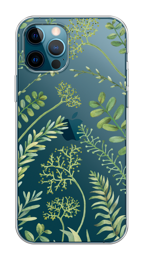 

Чехол на Apple iPhone 12/12 Pro "Green Leaves", Зеленый;прозрачный, 12850-1
