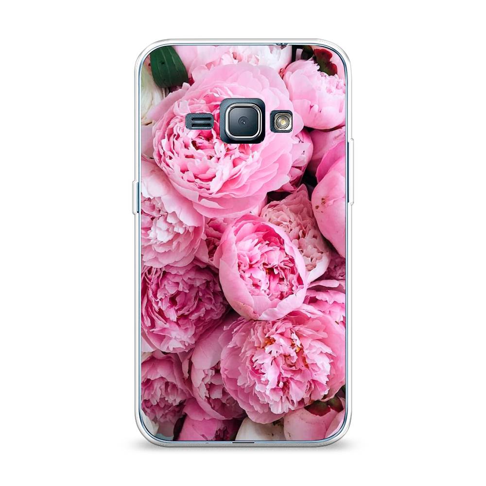 

Чехол на Samsung Galaxy J1 2016 "Розовые пионы", Бежевый;розовый, 22150-2