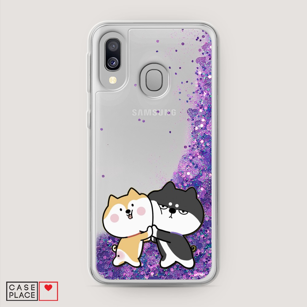 

Жидкий чехол с блестками "Обнимашки акита" на Samsung Galaxy A40