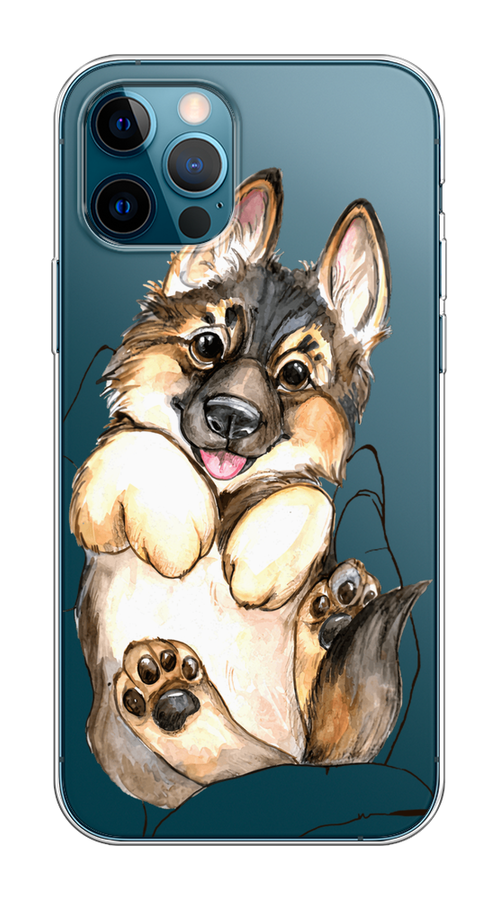 

Чехол на Apple iPhone 12/12 Pro "Овчарка в ладошках", Серый;бежевый;белый, 12850-1