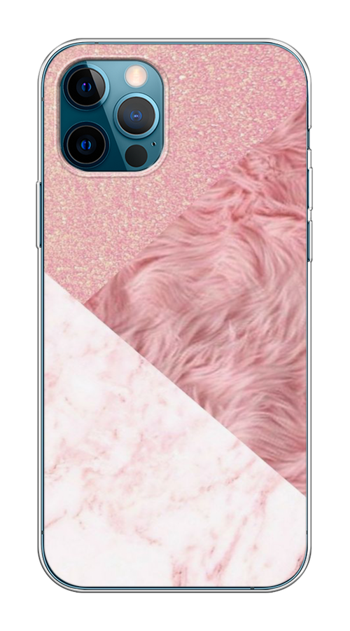 

Чехол на Apple iPhone 12/12 Pro "Текстурные треугольники", Розовый;белый, 12850-1