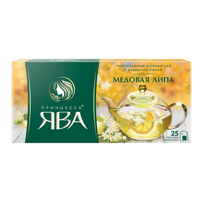 Чай зелёный Принцесса Ява Медовая Липа, 25 пакетиков