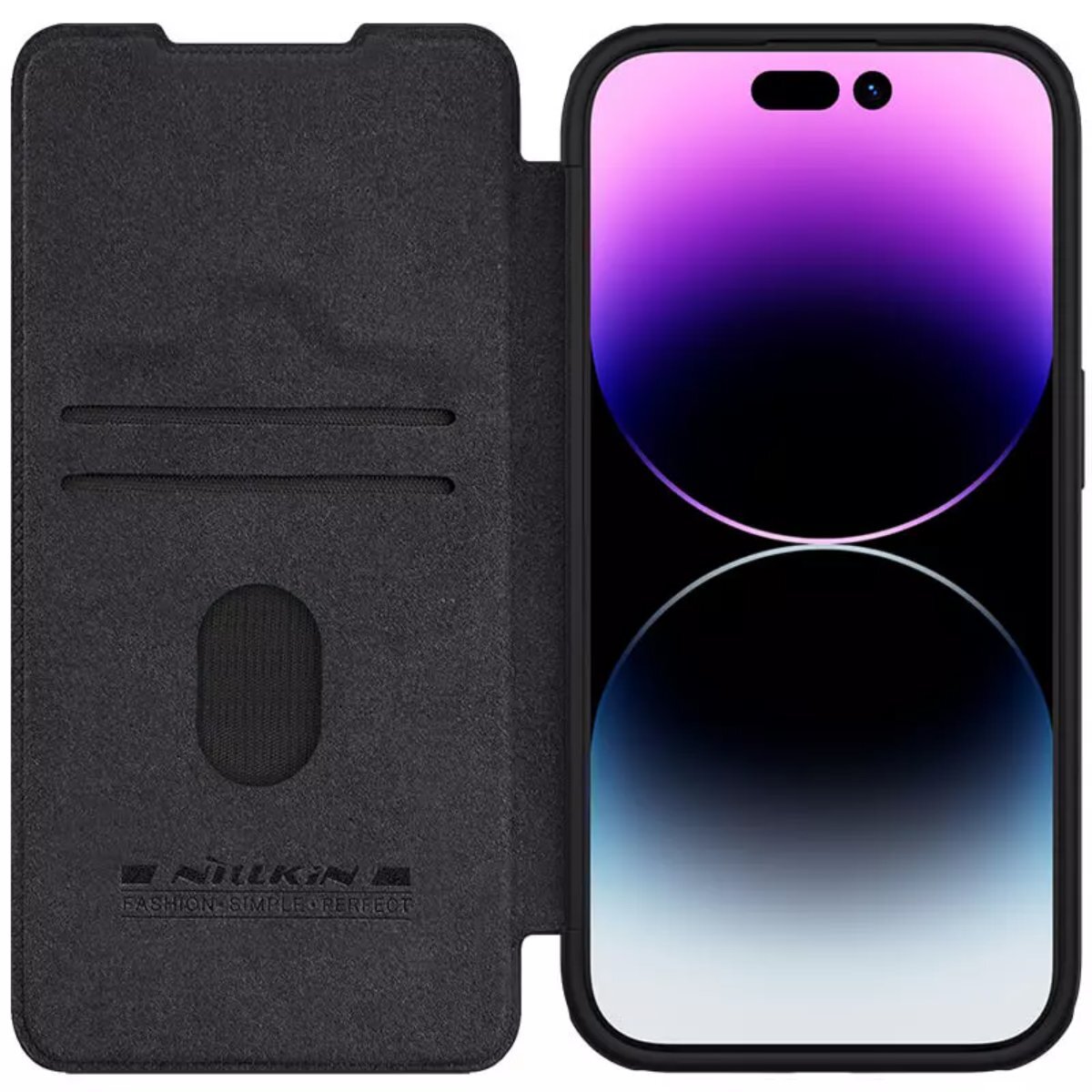 

Кожаный чехол-книжка Nillkin Leather Qin Pro c защитой камеры для iPhone 15 Pro, черный, Leather Qin Pro