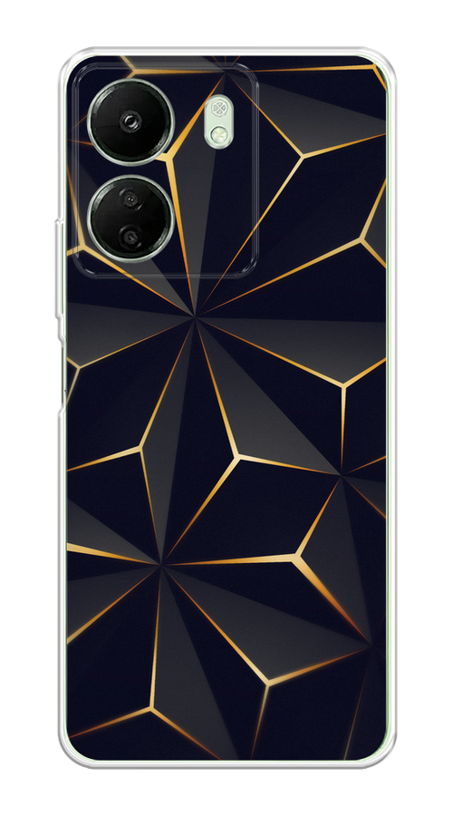 

Чехол на Xiaomi Redmi 13C "Черные полигоны", Золотистый;черный, 320550-1