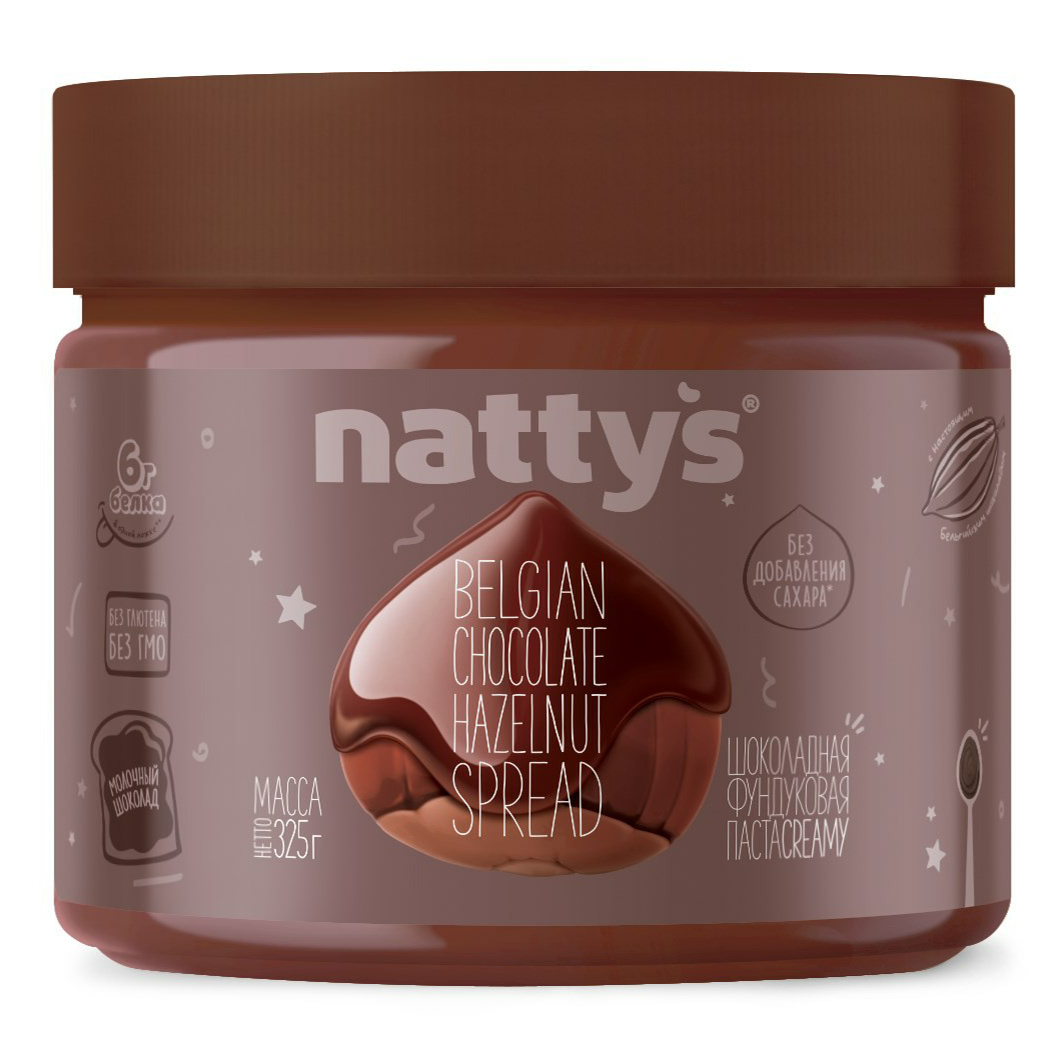 Паста Nattys ореховая молочный шоколад-фундук 325 г