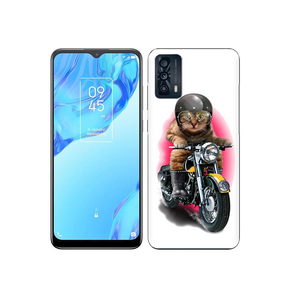 

Чехол MyPads Tocco для TCL 20B мото-кот, Прозрачный, Tocco