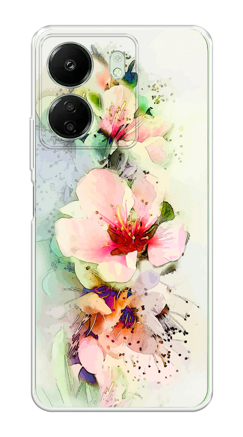 

Чехол на Xiaomi Redmi 13C "Нежные цветы", Зеленый;розовый, 320550-1